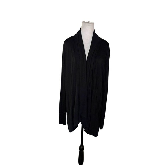 Athleta Pranayama Restore Wrap Black Open-Front Modal Blend Cardigan Size L - Picture 1 of 7